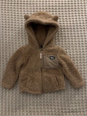 18 month Eddie Bauer Toddler Brown Teddy Fleece Hooded Jacket